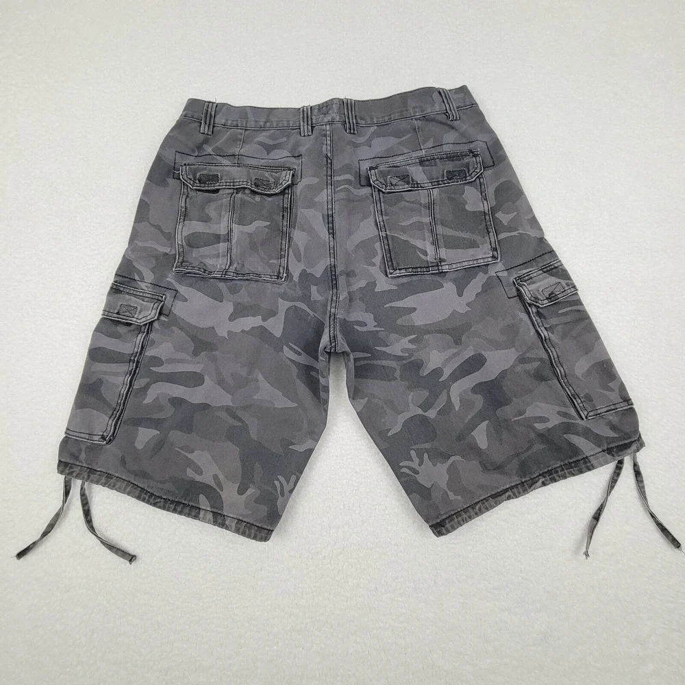 Noiz Camo Cargo Shorts Mens 40 Gray Cotton Utility Pockets Casual Summer Bottoms